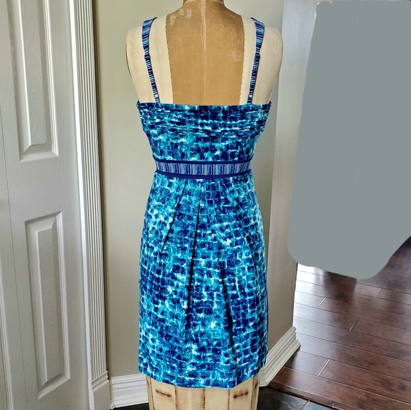 BCBG size XS blue watercolor dress - Picture 4 of 8